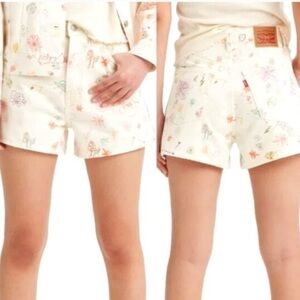 New Sample Levis High Waisted Space Doodle Jean Shorts size 27